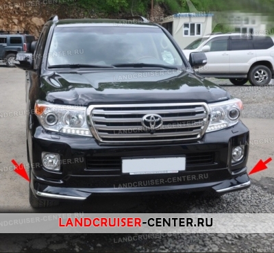 Юбка переднего бампера черного цвета  Urban Sport для Toyota Land Cruiser 200